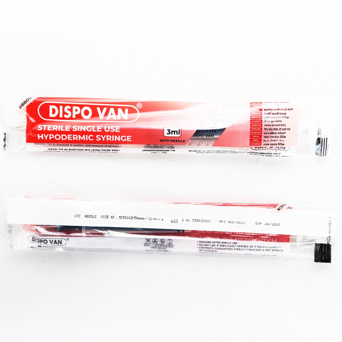 HMD Dispovan 3ml Disposable Syringe with 24G x 1 Inch Needle – Pack of 100 - Image 4