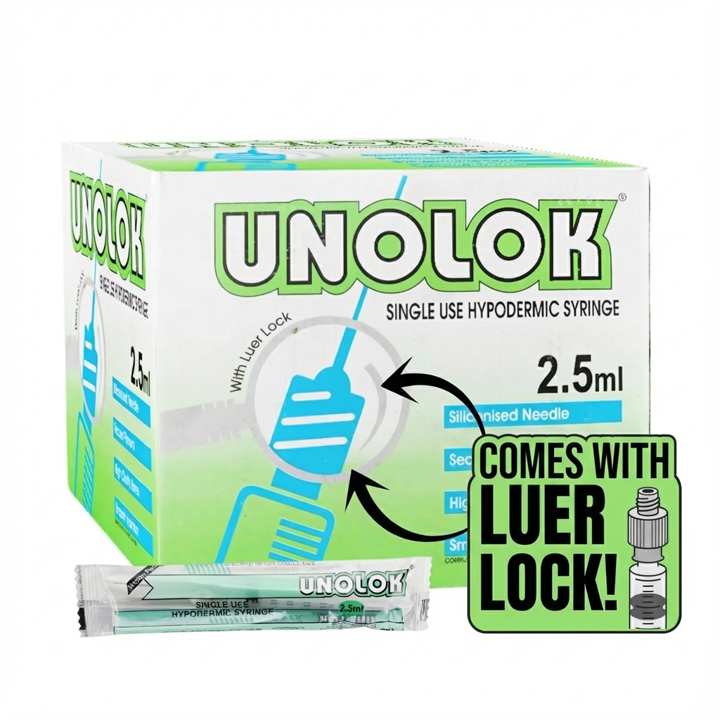 HMD Unolok 2.5ml Disposable Syringe with 26G x 1.5 Inch Needle – Pack of 100