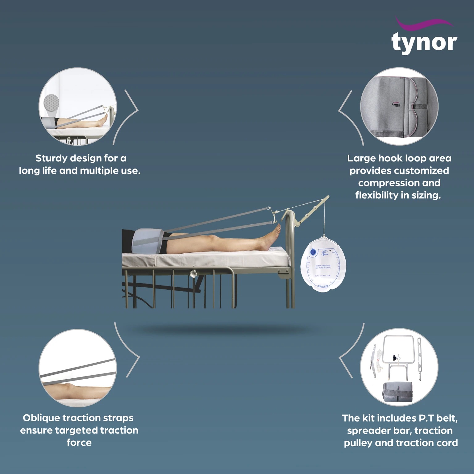 Tynor Pelvic Traction Kit with Weight Bag – Lower Back Traction Therapy G24 (M) - Image 3