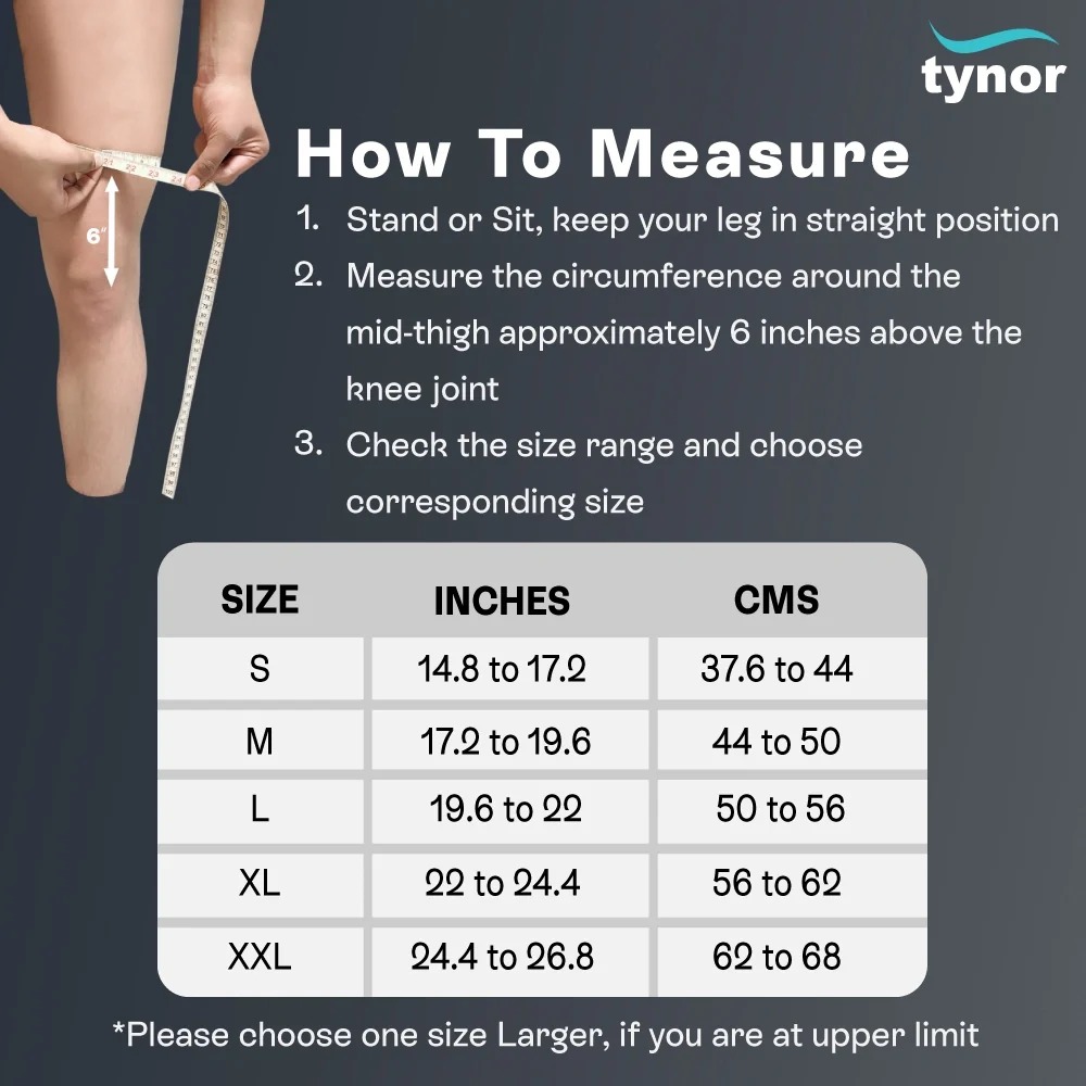Tynor Mid-Thigh Compression Stockings – Graduated Compression for Varicose Veins & Swelling I15 (M) - Image 4