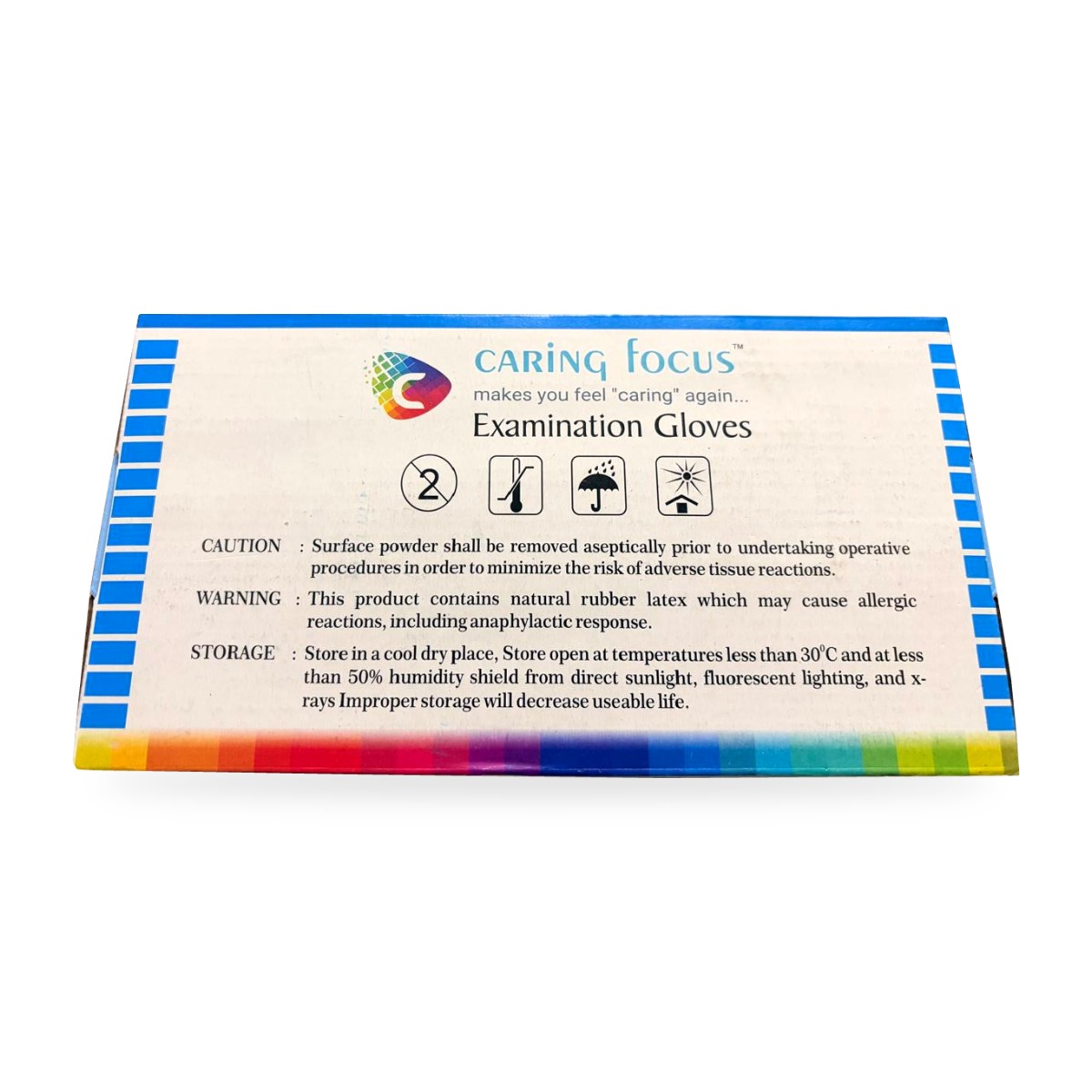 Caring Focus Latex Examination Gloves - Powder Free, White (L) - Pack of 100 - Image 4