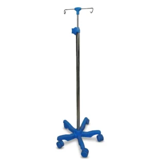 Elite Med India – IV Drip Stand, 2-Way Hanger, Blue (ELITE-IVSTAND-2WAY-BLUE)